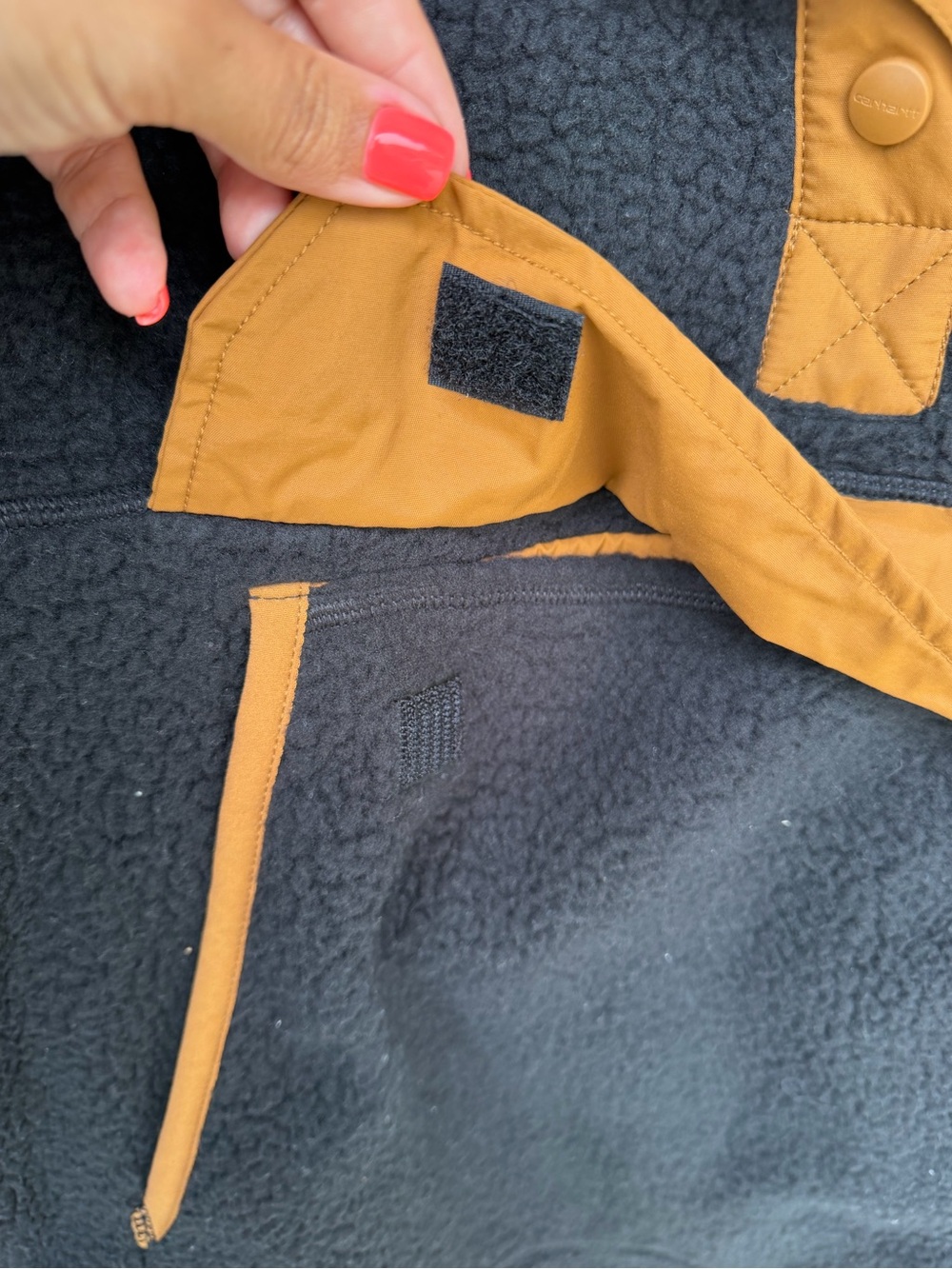 Carhartt Black Fleece Jacket with Brown/Tan Accents - Picture 2 of 4